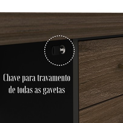 Mesa para Escritório 4 Gavetas Charuto/Preto 006107 - Artany Móveis