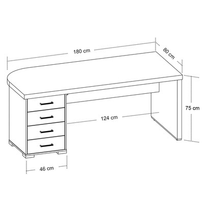 Mesa para Escritório 4 Gavetas Charuto/Preto 006107 - Artany Móveis