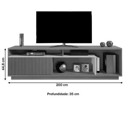 Rack para TV Até 75 Polegadas Granada 1 Porta Naturalle/Off White - Mavaular