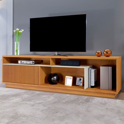 Rack para TV Até 75 Polegadas Granada 1 Porta Naturalle/Off White - Mavaular