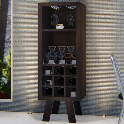 Cristaleira Londres 1 Prateleira 9 Nichos Marrom - Pnr Móveis