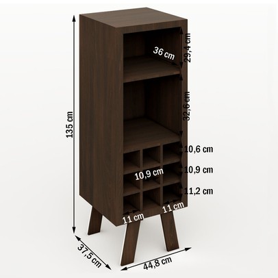 Cristaleira Londres 1 Prateleira 9 Nichos Marrom - Pnr Móveis