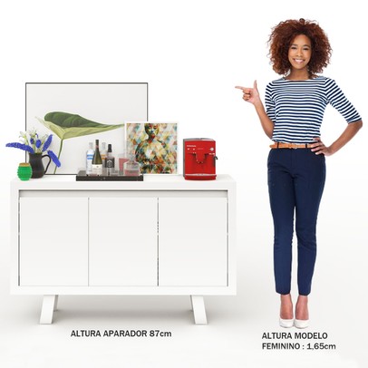 Aparador Arizona 3 Portas Branco - Pnr Móveis