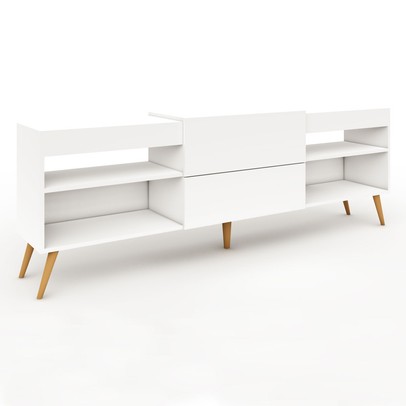 Rack para TV Até 55 Polegadas Roma 1 Porta 2 Prateleiras Branco Fosco - Panorama Móveis