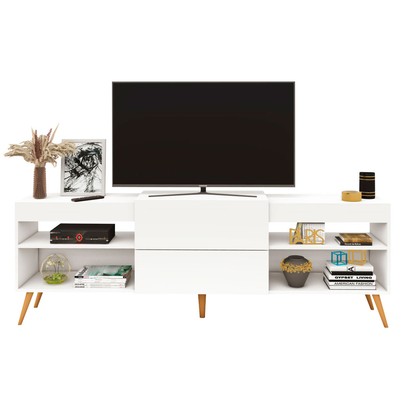 Rack para TV Até 55 Polegadas Roma 1 Porta 2 Prateleiras Branco Fosco - Panorama Móveis