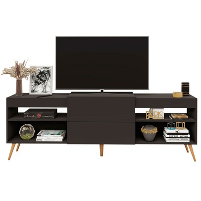 Rack para TV Até 55 Polegadas Roma 1 Porta 2 Prateleiras Preto Fosco - Panorama Móveis