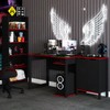 Quarto Gamer 3 Peças com 1 Mesa, 1 Estante para Livros e 1 Armário para Escritório Toronto Preto/Vermelho - Pnr Móveis
