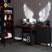 Quarto Gamer 3 Peças com 1 Mesa, 1 Estante para Livros e 1 Armário para Escritório Toronto Preto/Vermelho - Pnr Móveis