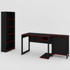 Quarto Gamer 3 Peças com 1 Mesa, 1 Estante para Livros e 1 Armário para Escritório Toronto Preto/Vermelho - Pnr Móveis