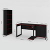 Quarto Gamer 3 Peças com 1 Mesa, 1 Estante para Livros e 1 Armário para Escritório Toronto Preto/Vermelho - Pnr Móveis