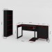 Quarto Gamer 3 Peças com 1 Mesa, 1 Estante para Livros e 1 Armário para Escritório Toronto Preto/Vermelho - Pnr Móveis