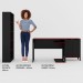 Quarto Gamer 3 Peças com 1 Mesa, 1 Estante para Livros e 1 Armário para Escritório Toronto Preto/Vermelho - Pnr Móveis