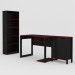 Quarto Gamer 3 Peças com 1 Mesa, 1 Estante para Livros e 1 Armário para Escritório Toronto Preto/Vermelho - Pnr Móveis