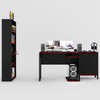 Quarto Gamer 3 Peças com 1 Mesa, 1 Estante para Livros e 1 Armário para Escritório Toronto Preto/Vermelho - Pnr Móveis