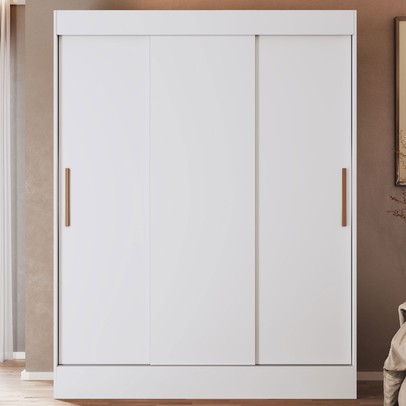 Guarda-Roupa Solteiro Marselha 3 Portas 2 Gavetas Branco - Doripel