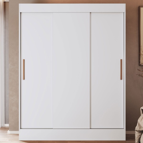 Guarda-Roupa Solteiro Marselha 3 Portas 2 Gavetas Branco - Doripel