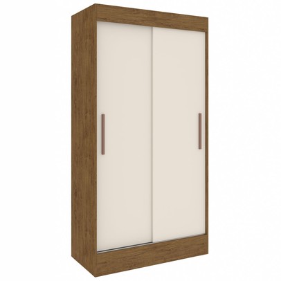 Guarda-Roupa Solteiro Lyon 2 Portas 2 Gavetas Off White/Nogueira - Doripel