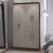 Guarda-Roupa Solteiro Marbella 4 Portas 2 Gavetas Coffee Fumê - Doripel