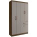 Guarda-Roupa Solteiro Marbella 4 Portas 2 Gavetas Coffee Fumê - Doripel