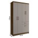 Guarda-Roupa Solteiro Marbella 4 Portas 2 Gavetas Coffee Fumê - Doripel
