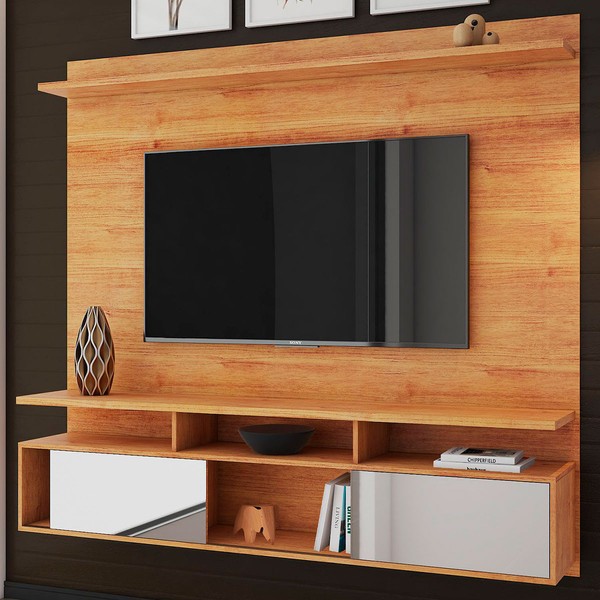 Painel para TV Até 70 Polegadas Rizon 2 Portas com Espelho Mel - Viero Móveis