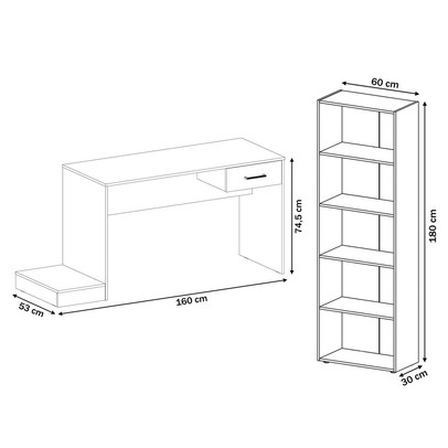 Quarto Gamer 2 Peças com 1 Mesa Gamer, 1 Estante Preto/Azul - Artely Móveis