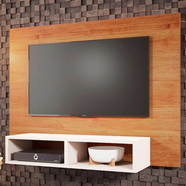 Painel para TV Até 42 Polegadas Baly 2 Nichos Mel/Off White - Viero Móveis
