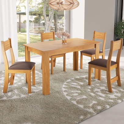 Mesa de Jantar 4 Lugares Mara Mel/Fume - Viero Móveis