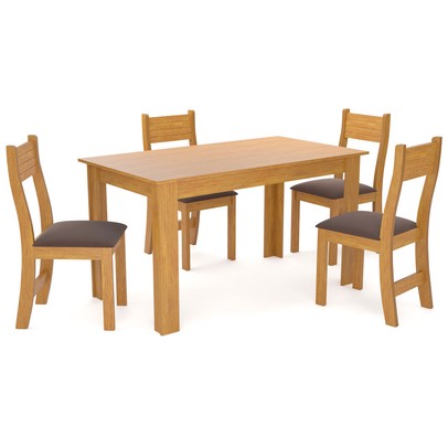 Mesa de Jantar 4 Lugares Mara Mel/Fume - Viero Móveis