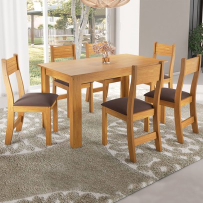 Mesa de Jantar 6 Lugares Andy Mel/Fume - Viero Móveis