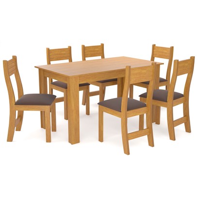 Mesa de Jantar 6 Lugares Andy Mel/Fume - Viero Móveis