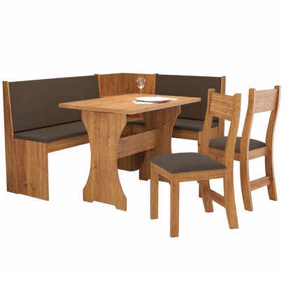 Canto Alemão Romeo 6 Lugares Mel/Fume - Viero Móveis