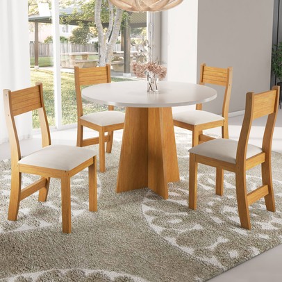 Mesa de Jantar 4 Lugares Lorena Mel/Blonde/Nude - Viero Móveis
