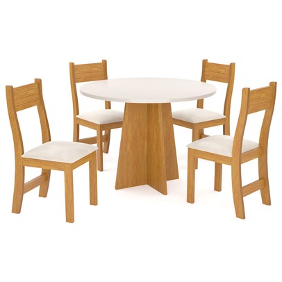 Mesa de Jantar 4 Lugares Lorena Mel/Blonde/Nude - Viero Móveis