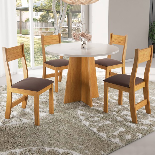 Mesa de Jantar 4 Lugares Lorena Mel/Blonde/Fume - Viero Móveis