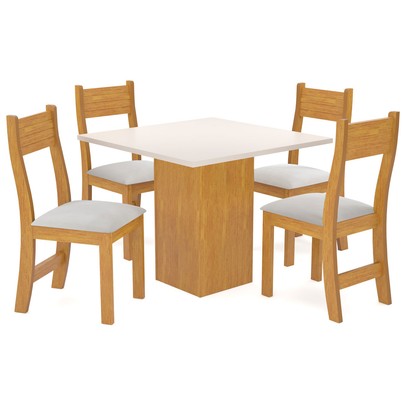 Mesa de Jantar 4 Lugares Melinda Mel/Blonde/Nude - Viero Móveis
