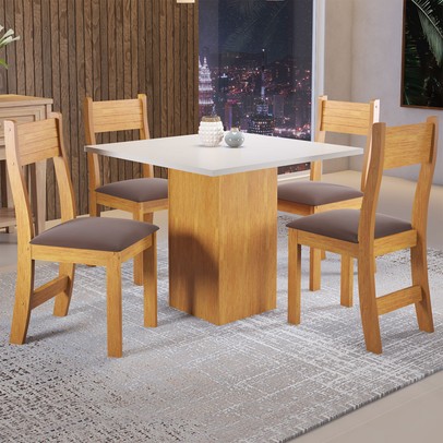 Mesa de Jantar 4 Lugares Melinda Mel/Blonde/Fume  - Viero Móveis