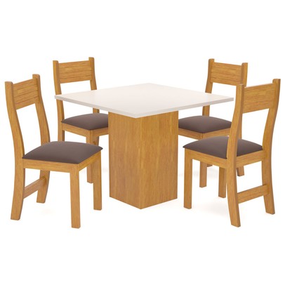 Mesa de Jantar 4 Lugares Melinda Mel/Blonde/Fume  - Viero Móveis