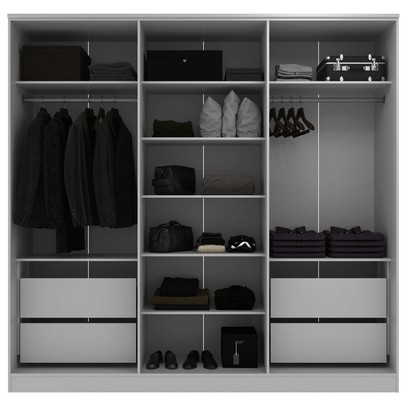 Guarda-Roupa Casal Logan 6 Portas 4 Gavetas 100% Mdf Branco/Olmo Italiano - Mambel