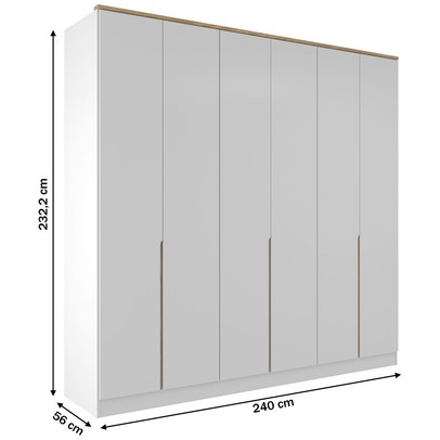Guarda-Roupa Casal Logan 6 Portas 4 Gavetas 100% Mdf Branco/Olmo Italiano - Mambel