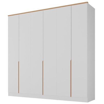 Guarda-Roupa Casal Logan 6 Portas 4 Gavetas 100% Mdf Branco/Olmo Italiano - Mambel