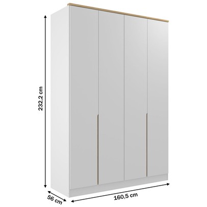 Guarda-Roupa Solteiro Logan 4 Portas 2 Gavetas 100% Mdf Branco/Olmo Italiano - Mambel