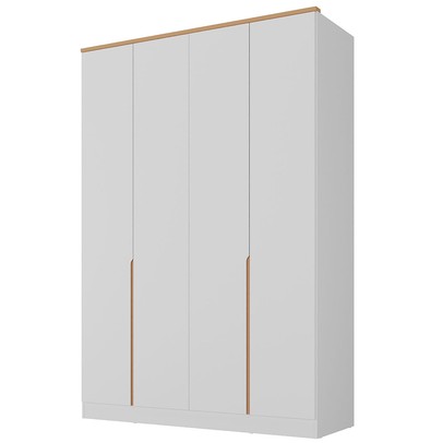 Guarda-Roupa Solteiro Logan 4 Portas 2 Gavetas 100% Mdf Branco/Olmo Italiano - Mambel