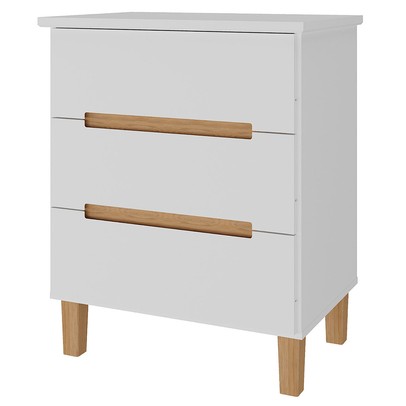 Mesa de Cabeceira 3 Gavetas Branco/Olmo Italiano - Manbel