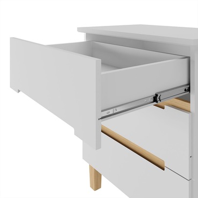 Mesa de Cabeceira 3 Gavetas Branco/Olmo Italiano - Manbel