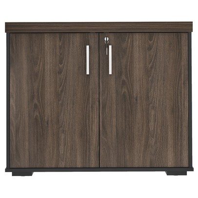 Armário para Escritório 2 Portas Charuto/Preto 006169 - Artany Móveis