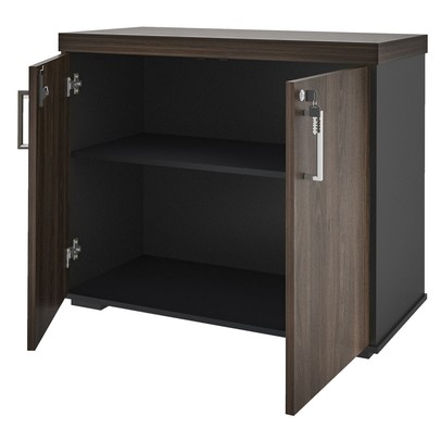 Armário para Escritório 2 Portas Charuto/Preto 006169 - Artany Móveis