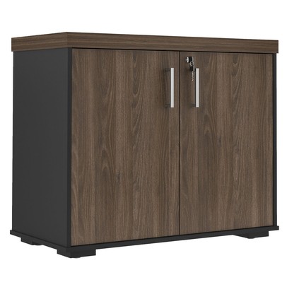 Armário para Escritório 2 Portas Charuto/Preto 006169 - Artany Móveis