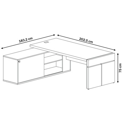 Mesa Diretor com Conect III Charuto/Preto - Artany Móveis