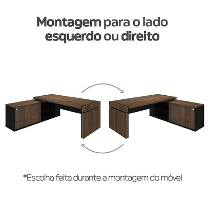 Mesa Diretor com Conect III Charuto/Preto - Artany Móveis